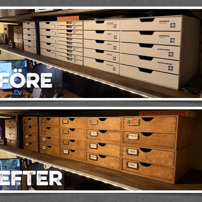 Nya lådor i kontoret